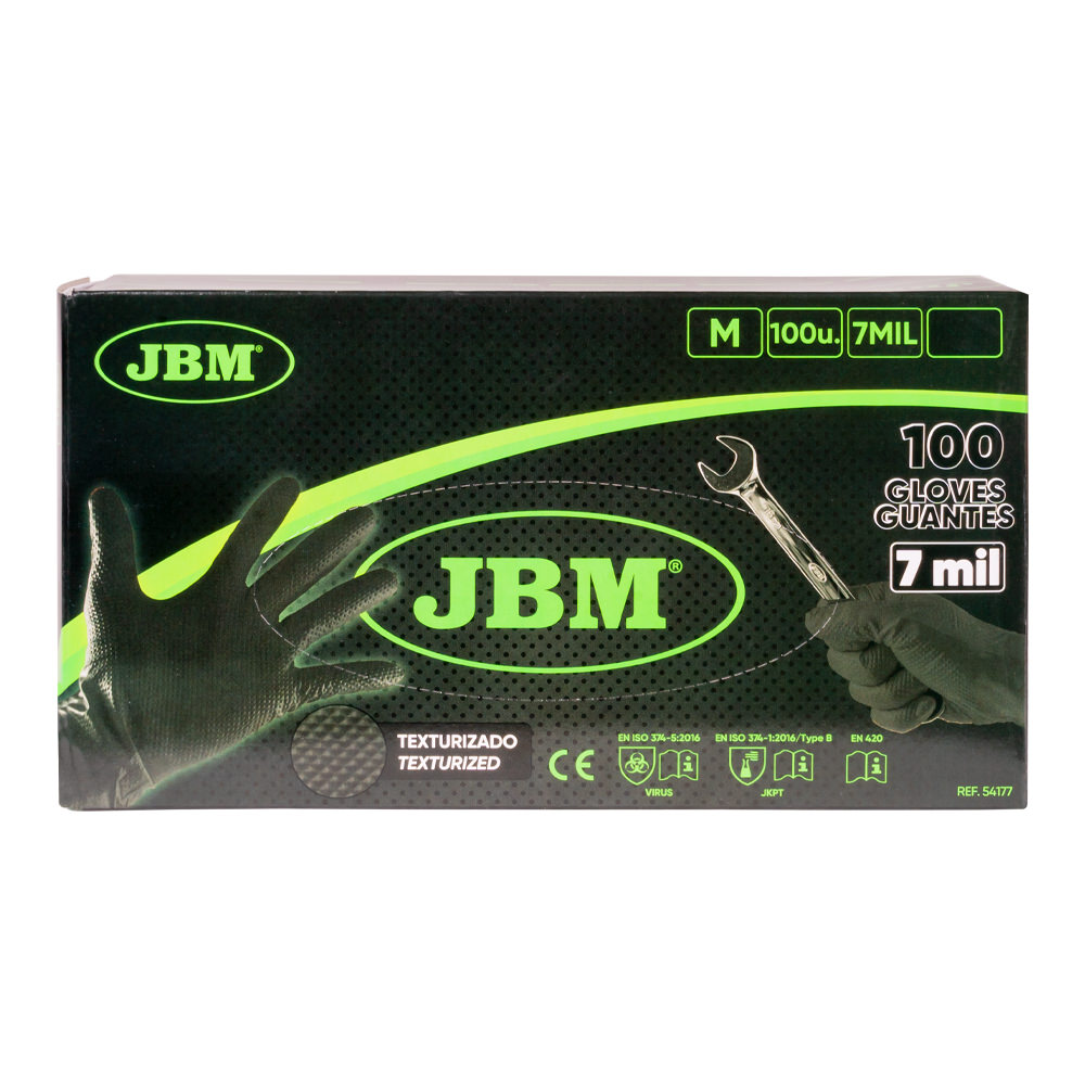 Boîte De Gants Noirs En Nitrile T:M 7,0MIL (100 Gants) Texture Diamant